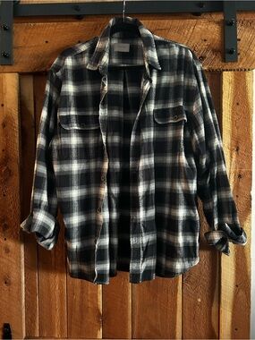 Jachs Black and White Plaid Button-Down Shirt Jacket
